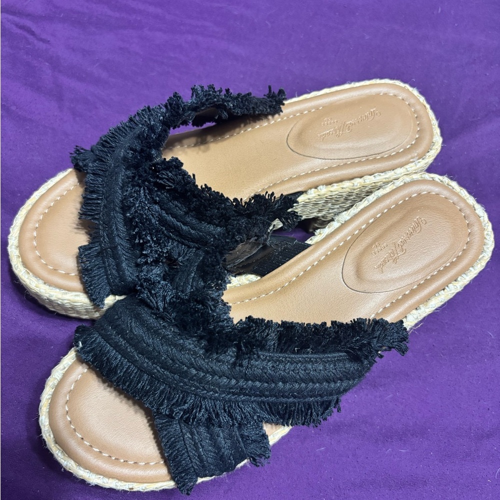 Universal Thread Black Fringe Espadrilles